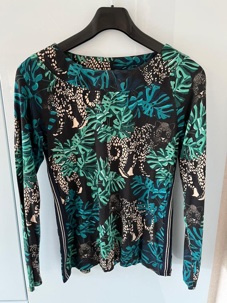 Geisha t shirt print blauw groen zwart maat 36 nieuw, Blauw, Nieuw, Ophalen of Verzenden, Lange mouw