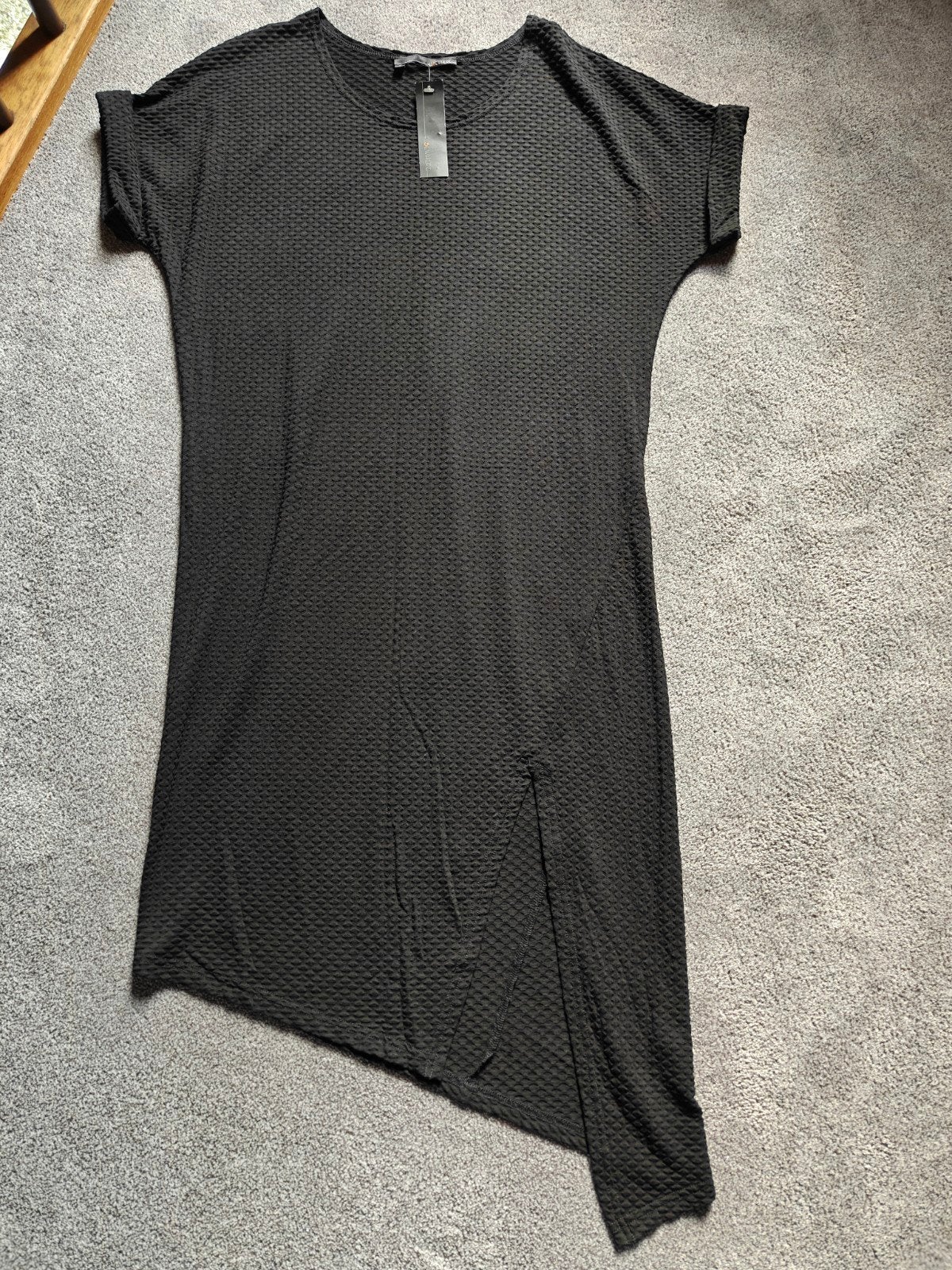 Zwart bewerkte viscose jurk, korte mouw, Elsewhere mt S, Verzenden, Zwart, Nieuw, Korte mouw