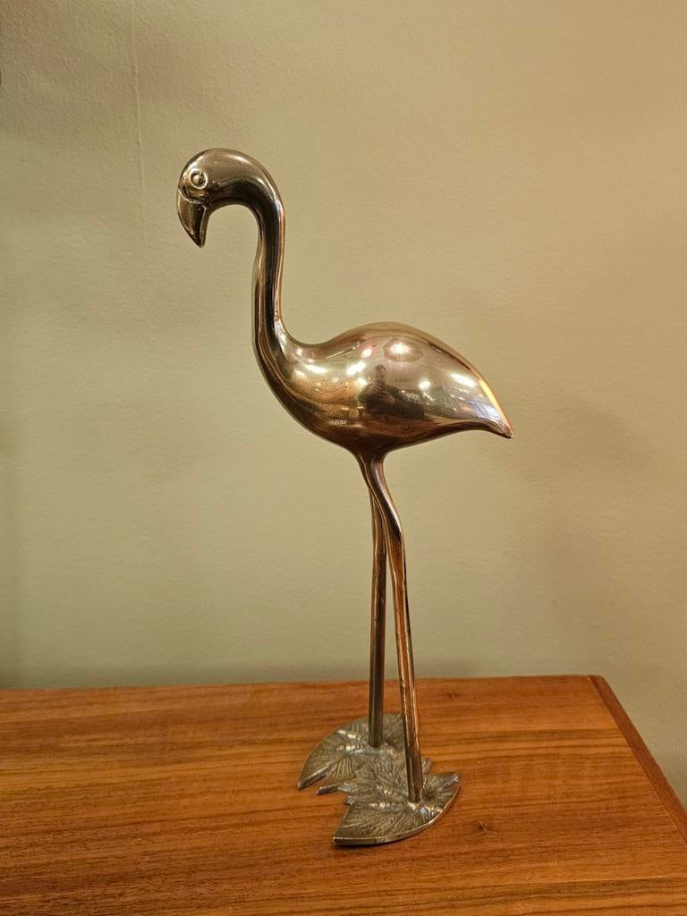 Vintage Messing Flamingo Vogel Jaren 70 Geelkoper, Ophalen of Verzenden, Gebruikt, Dier