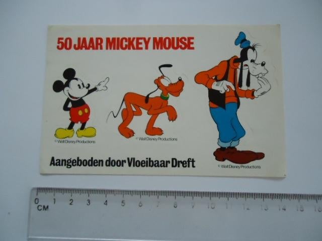 sticker oud Dreft Mickey Mouse disney vel goofy pluto, Verzenden, Zo goed als nieuw, Bedrijf of Vereniging