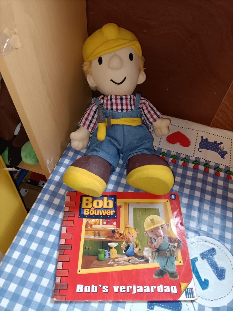 Oude Bob de Bouwer knuffel 36 cm groot vintage + boekje, Kinderen en Baby's, Speelgoed | Knuffels en Pluche, Ophalen of Verzenden
