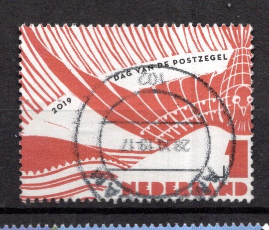gestempelde zegel.  jaar 2019: dag van de postzegel, Ophalen of Verzenden, Na 1940, Gestempeld