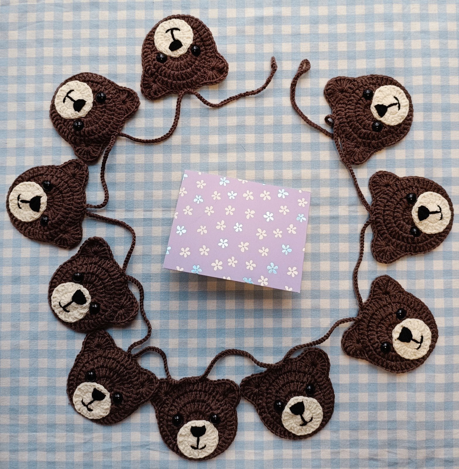 Gehaakte Teddybeer Slinger – 10 Beertjes – Babykamer Decorat, Ophalen of Verzenden, Nieuw, Overige typen