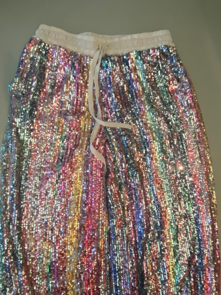 hele gave pailletjes broek, vol glitters!! maatje s, Zwart, Momemt, Ophalen of Verzenden, Zo goed als nieuw