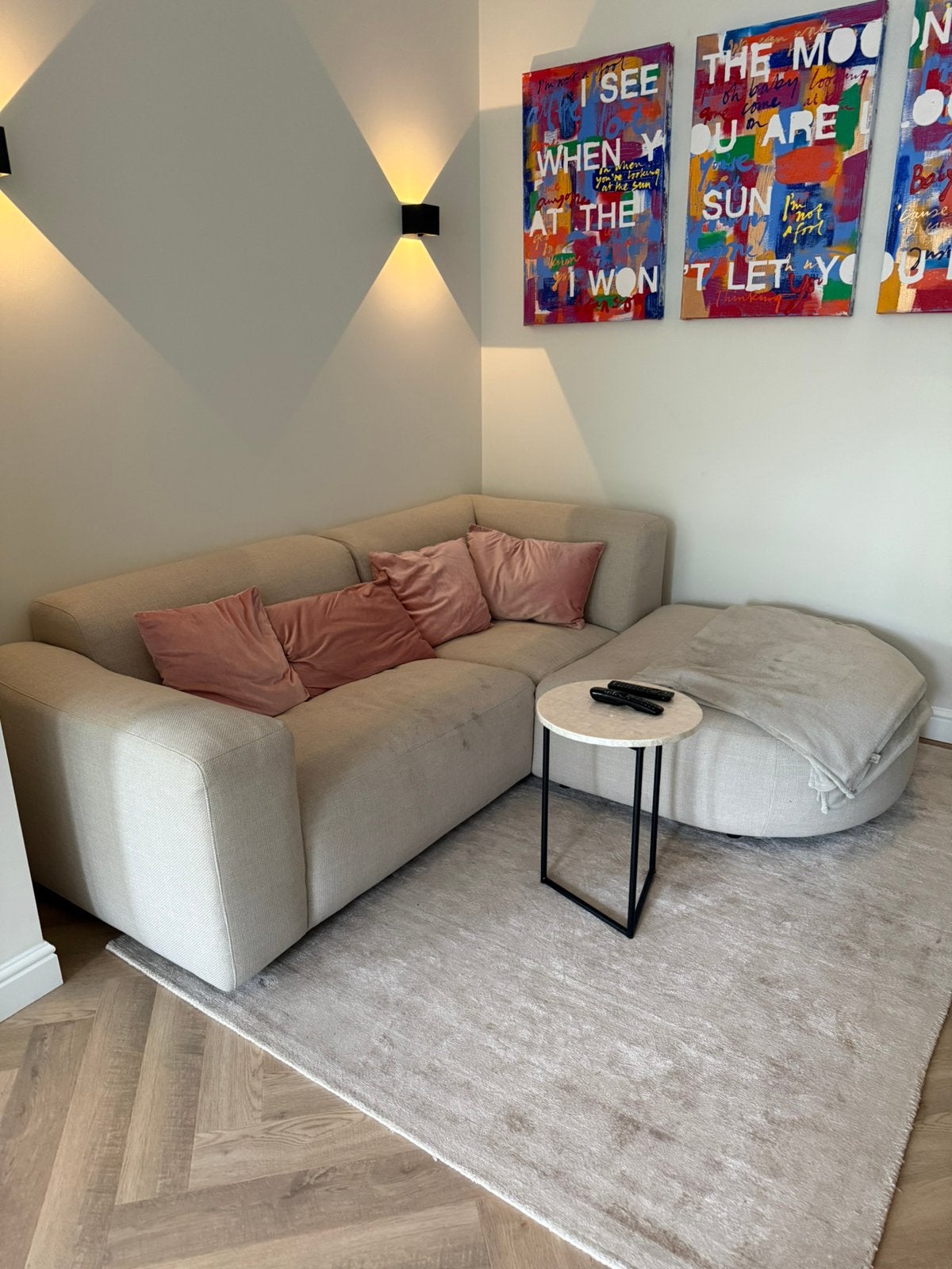 Bankstel 250x150 beige, Ophalen, 125 tot 150 cm, Hoekbank, Driepersoons