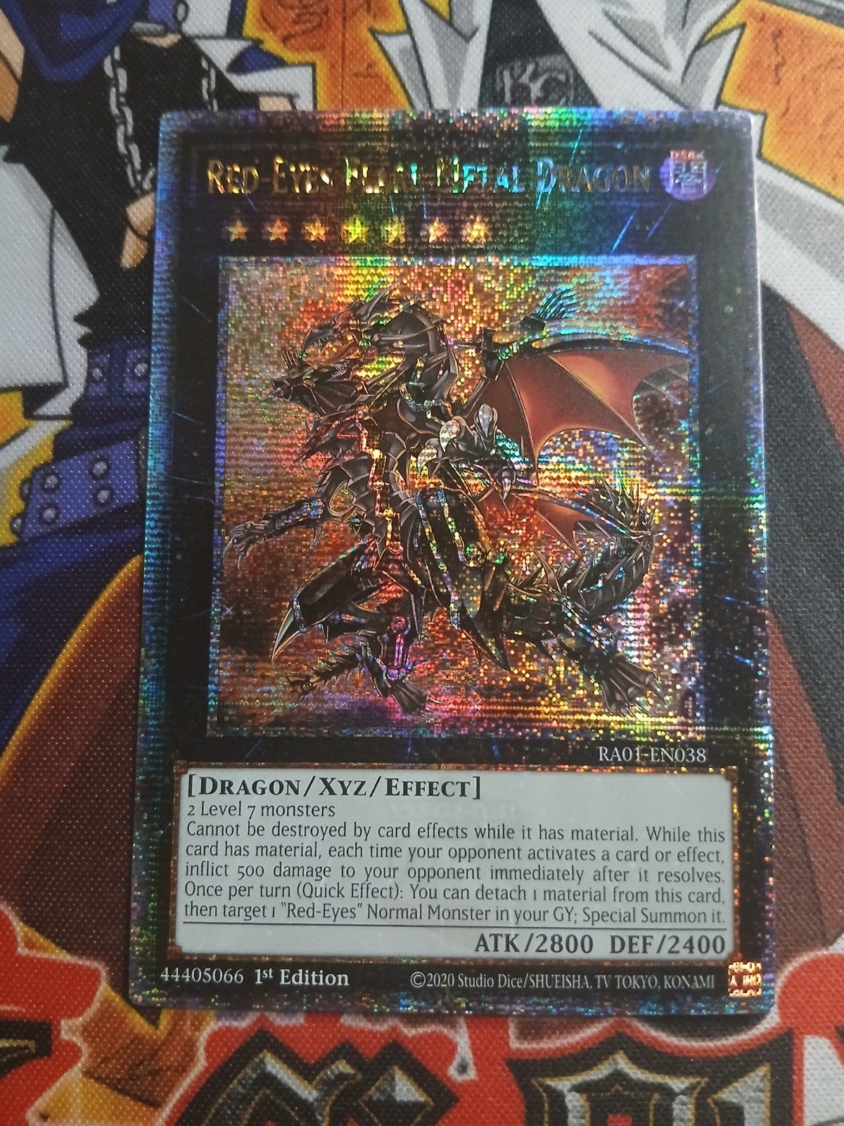 Red-Eyes Flare Metal Dragon Quarter Century Secret Rare RA01, Ophalen, Zo goed als nieuw, Foil
