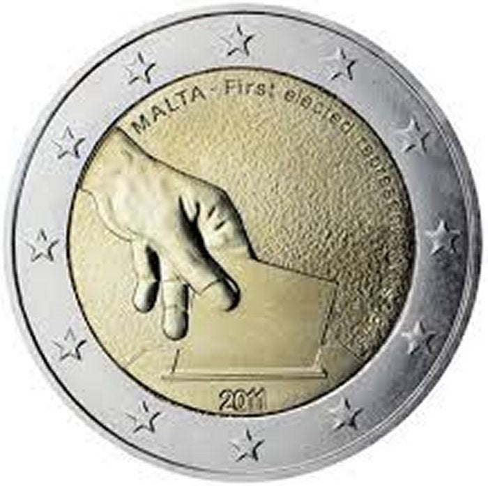 Malta 2 euro "Eerste Verkiezingen" 2011 UNC (lastig), Postzegels en Munten, Munten | Europa | Euromunten, Verzenden, Malta, 2 euro