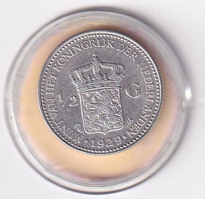 1/2 Gulden 1929a Zeer Goed, ½ gulden, Verzenden, Zilver, Koningin Wilhelmina