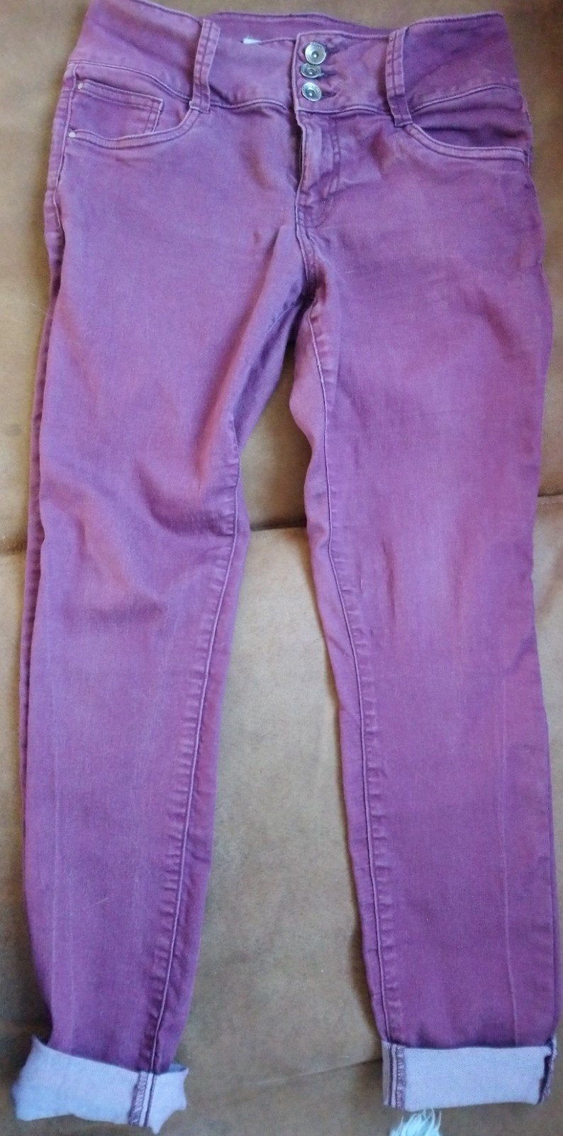 skinny jeans van Denim Co. - Maat 38 auberginekleur, Maat 38/40 (M), Paars, Ophalen of Verzenden, Lang