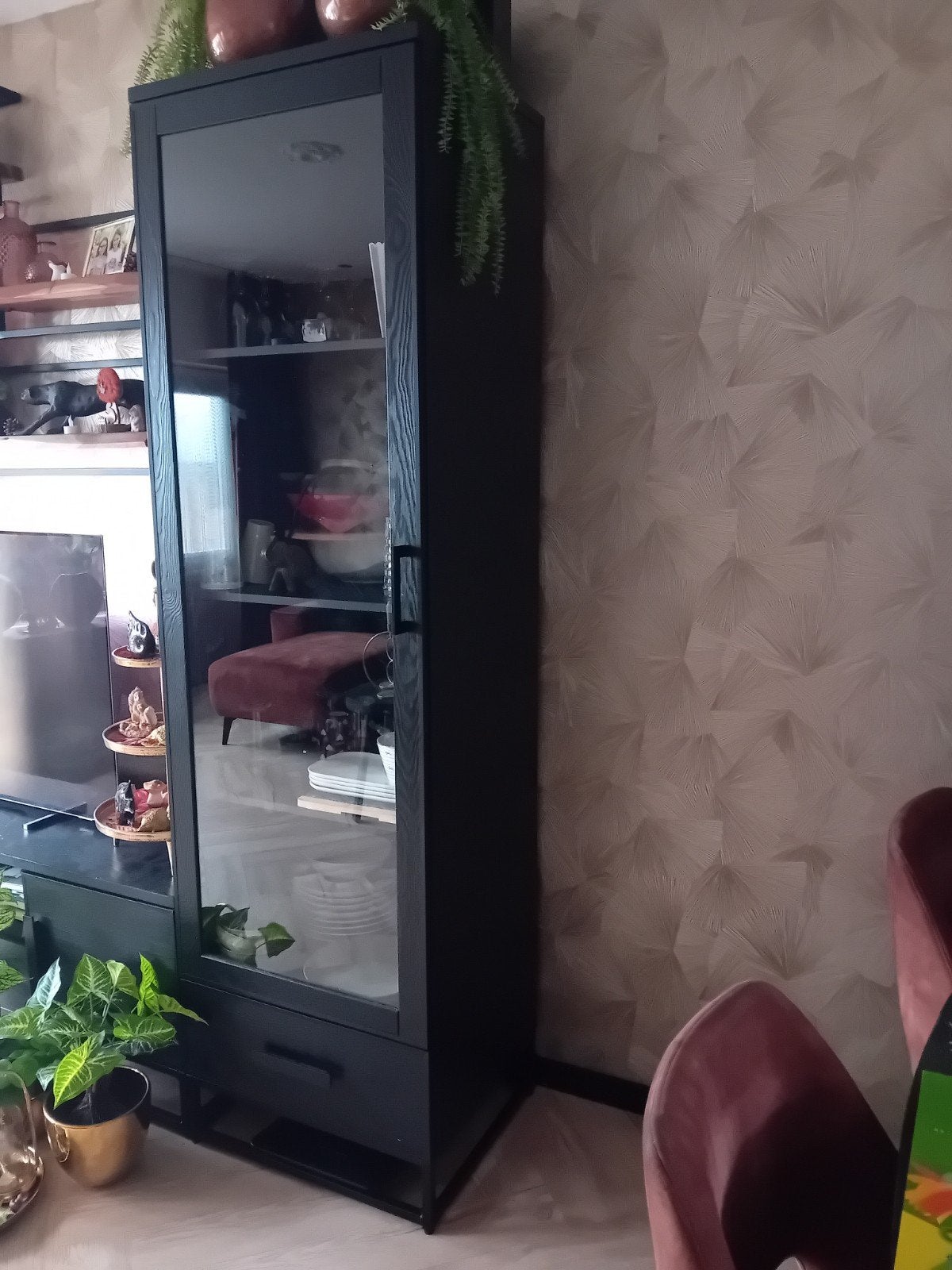 zwarte set meubels, Ophalen, Gebruikt, Met deur(en), 50 tot 100 cm