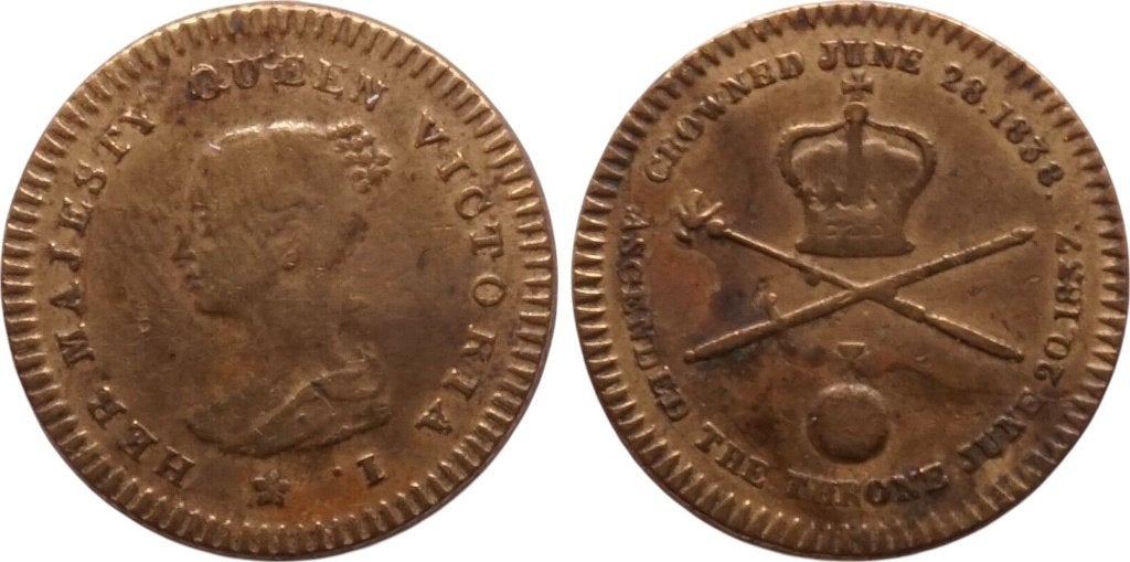 Token 1838, Groot-Brittannie, kroning Victoria, Verzenden, Overige landen, Losse munt