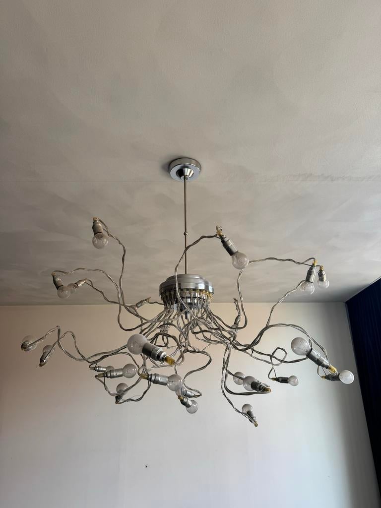 Grote Octopus lamp met verstelbare armen, Ophalen, Gebruikt, Metaal, 75 cm of meer