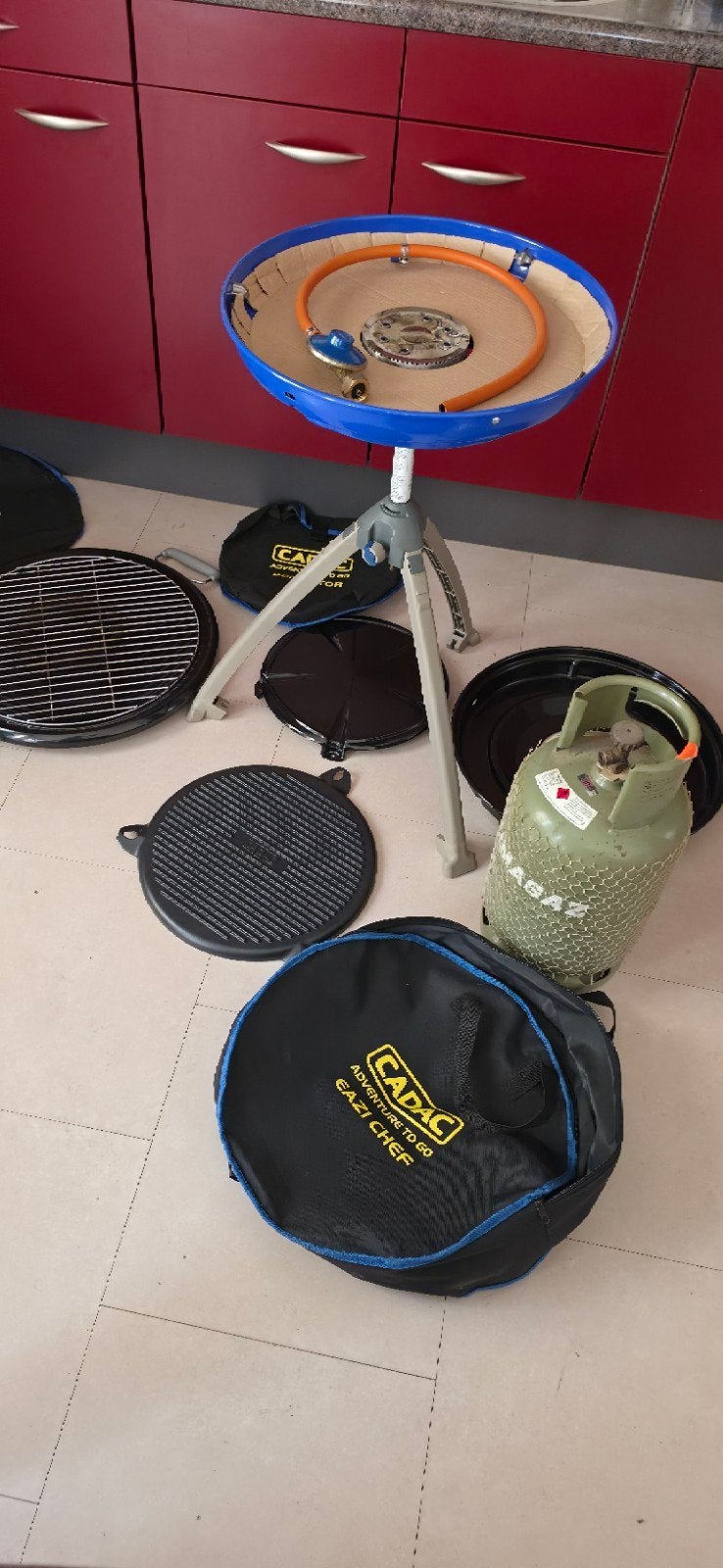 Complete Cadac Eazi Chef Camping BBQ + Gasfles zgan., Ophalen, Zo goed als nieuw, Cadac Adventure to Go Eazi Chef