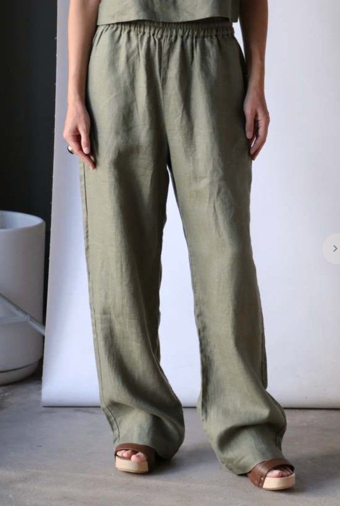 Xirena groene linnen broek model Atticus mt S, Kleding | Dames, Zo goed als nieuw, Maat 36 (S), Lang, Groen