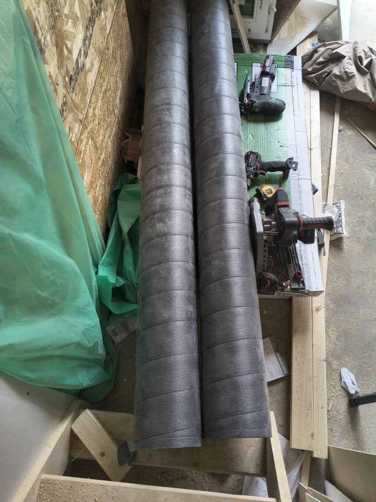 2X Ubbink Aerfoam Ø160mm buis - 2 meter + koppelstukken, Doe-het-zelf en Verbouw, Ophalen, Zo goed als nieuw, Ventilator en Afzuiger