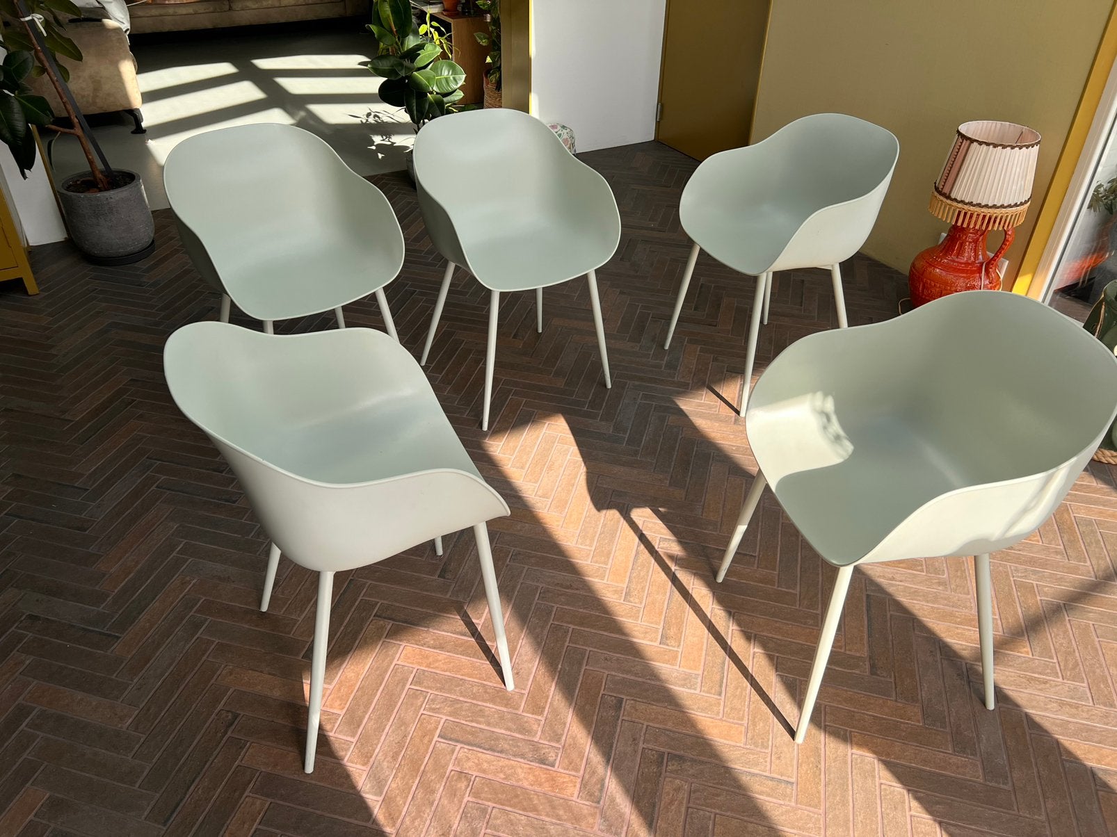 Vijf Mint groene kuip stoelen, Ophalen, Overige kleuren, Scandinavisch, Vijf, Zes of meer stoelen
