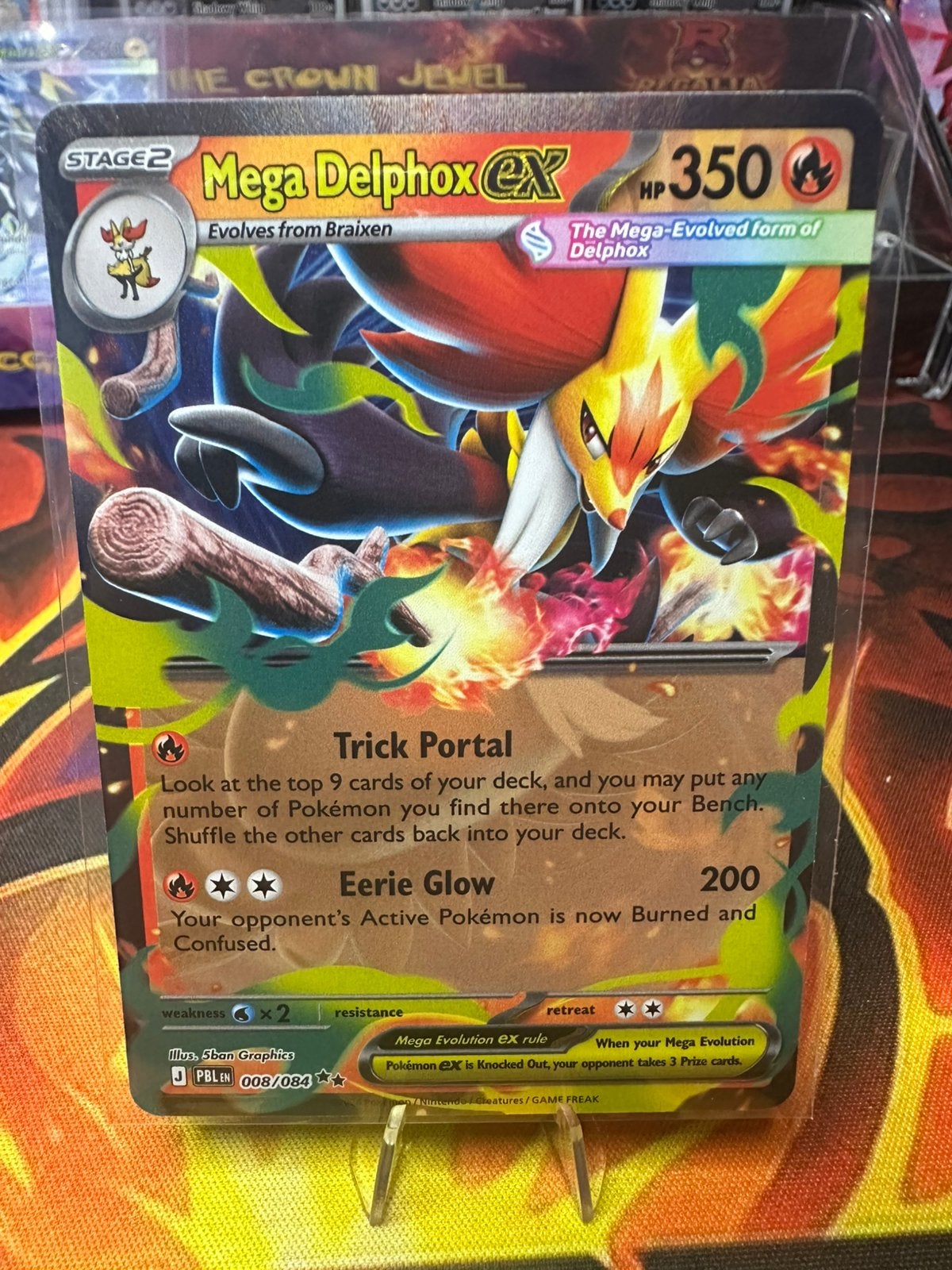 Mega Delphox ex (PBL 008) Pitch Black, Ophalen of Verzenden, Zo goed als nieuw, Losse kaart, Foil