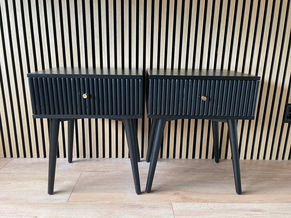 2x nachtkastje Sem, WoonExpress zwart, set van twee, zgan, Huis en Inrichting, Ophalen, Minder dan 45 cm, 55 tot 70 cm, Zo goed als nieuw