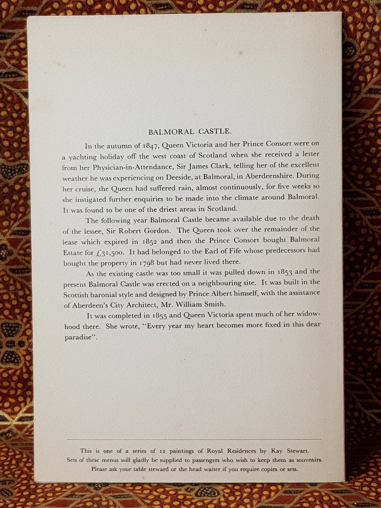 Vijf mooie oude zeldzame menukaarten van stoomschip Iberia., Ophalen of Verzenden, Overige onderwerpen, Lithografie