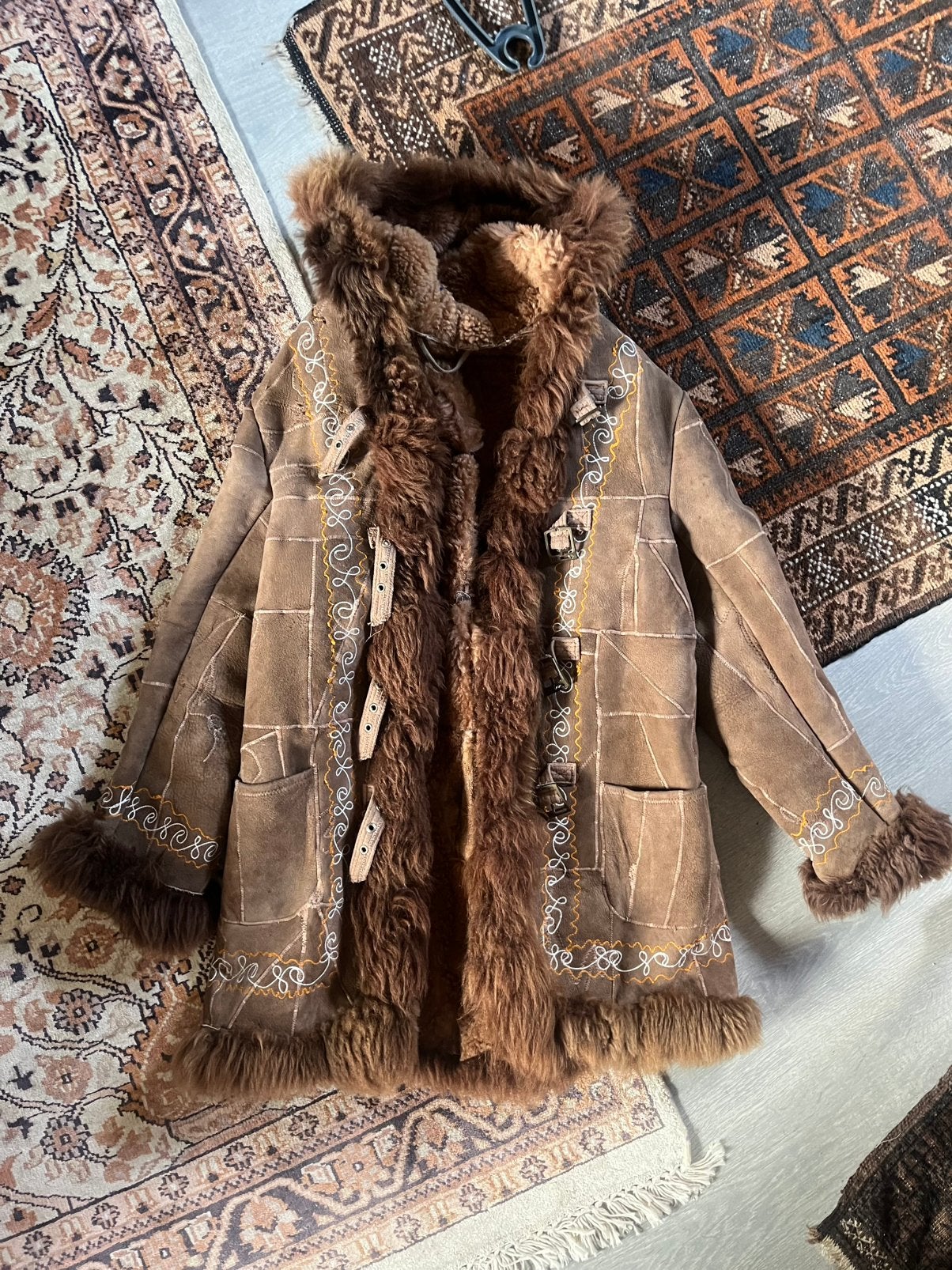 Vintage Afghaanse jas jaren 60 stijl, Ophalen of Verzenden, Gedragen, Beige