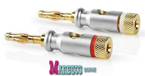 Banaanstekker, Bananen plug, Banana pluggen, Speakerplug, 2x, Nedis, Nieuw, Info@marbeco.nl, Minder dan 2 meter