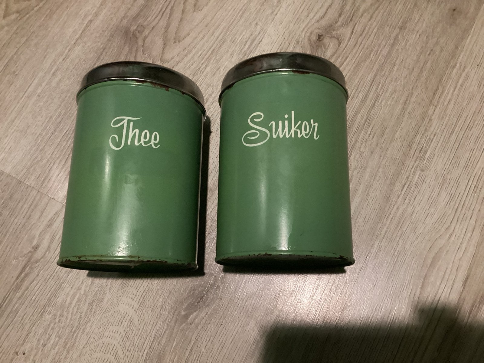 Vintage Brabantia Thee & Suiker Bussen - Jaren '60 Groen, Ophalen
