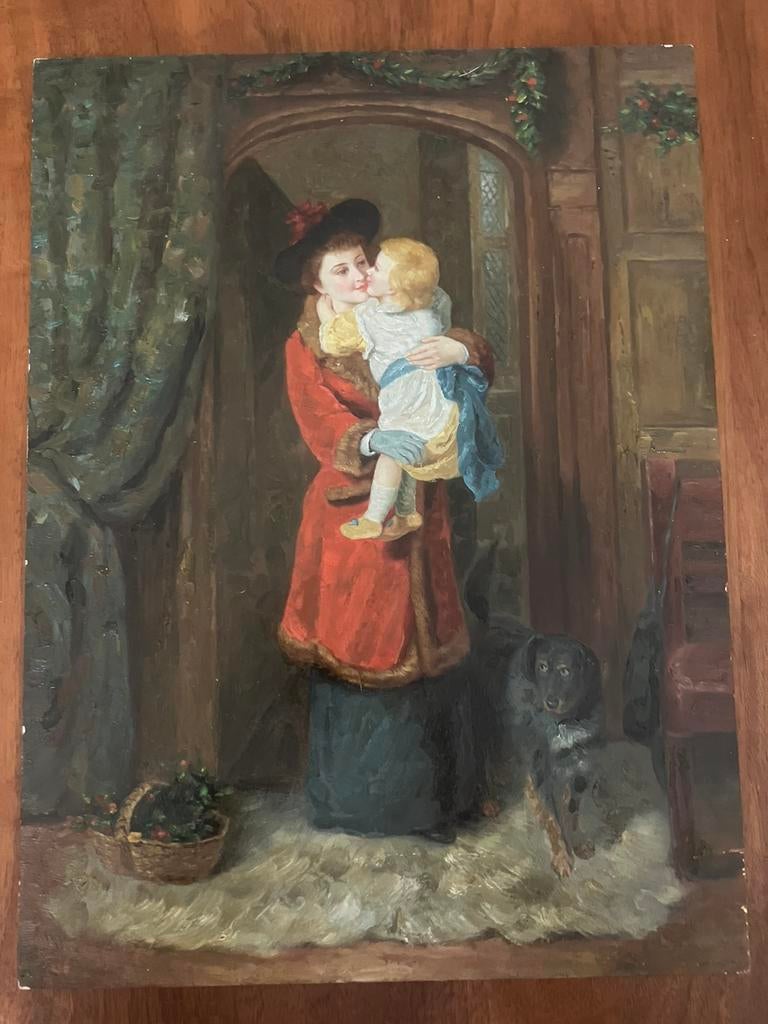 Schilderij olieverf op paneel George Bernard O’Neill, Antiek en Kunst, Kunst | Schilderijen | Klassiek, Ophalen of Verzenden