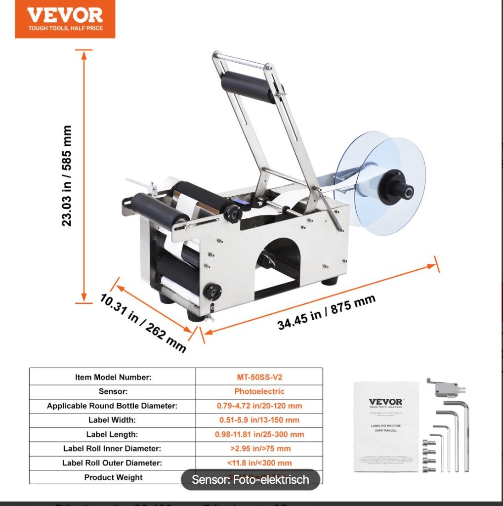 VEVOR Mt-50, etiketteermachine halfauto. etiketteermachine, Ophalen, Nieuw