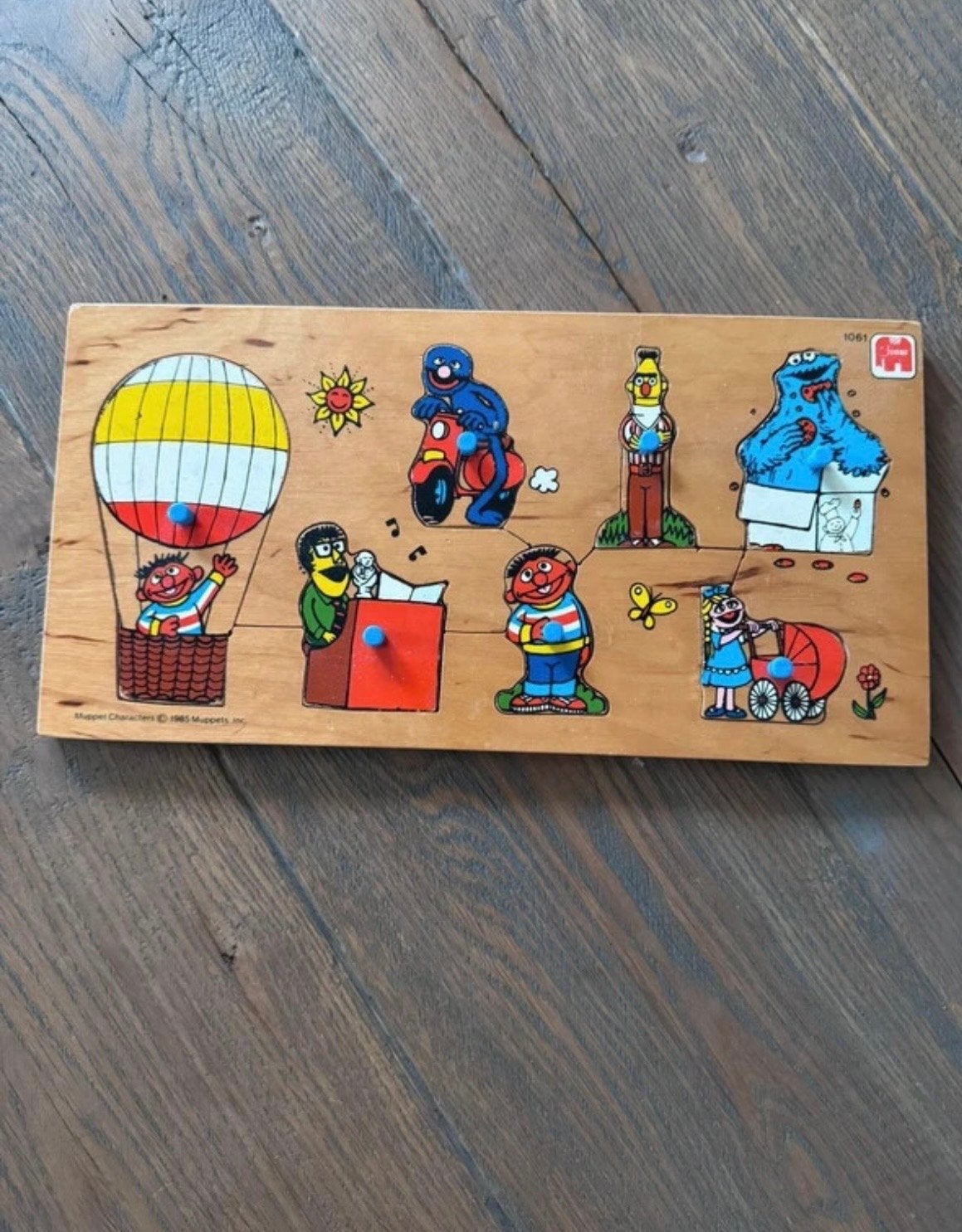 Vintage Sesamstraat Houten Inlegpuzzel Jumbo 1985, Kinderen en Baby's, 2 tot 4 jaar, Gebruikt, Ophalen of Verzenden, Van hout