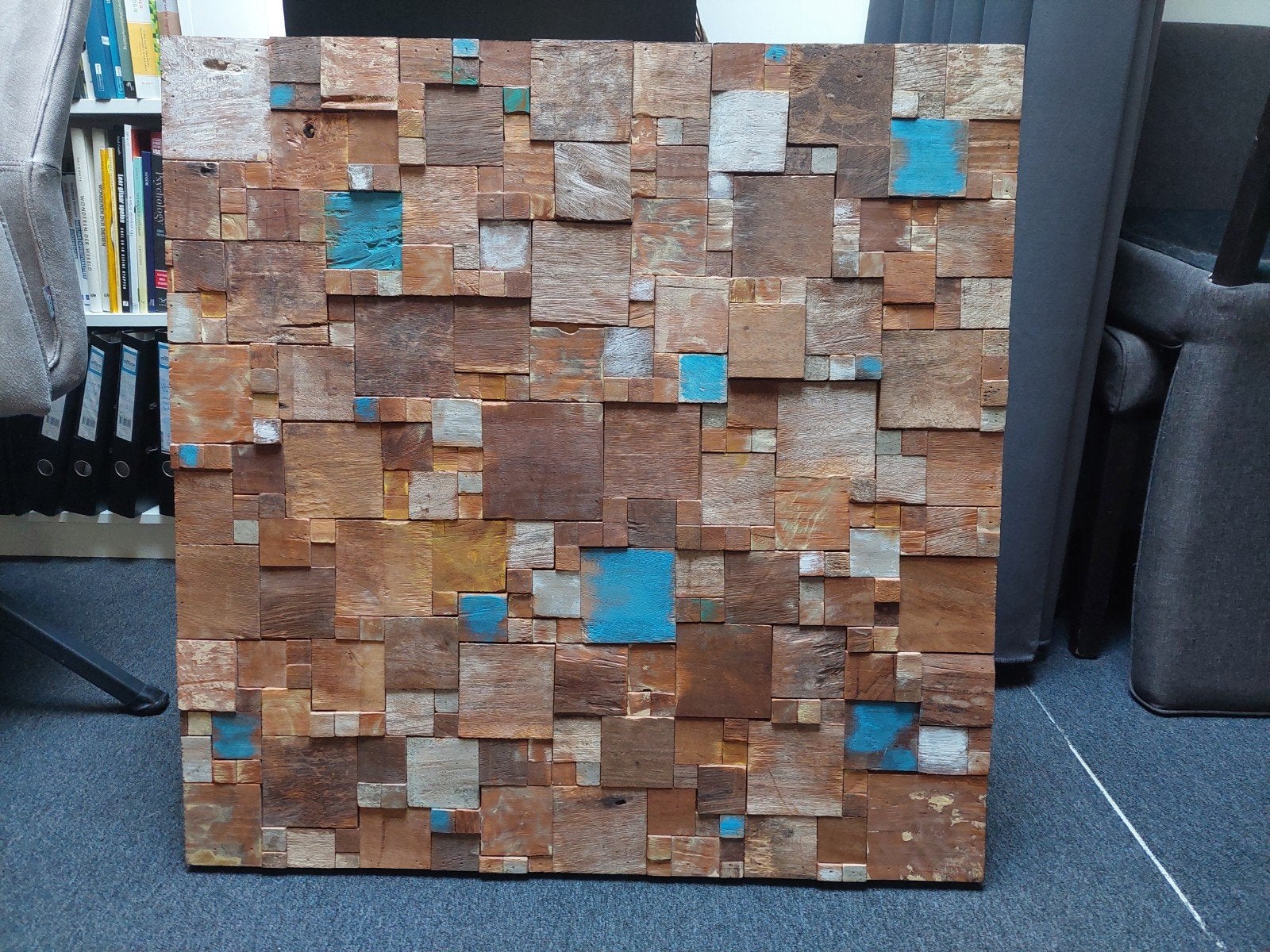 Houten schilderij, Antiek en Kunst, Ophalen, Abstract, Hout, Met textuur