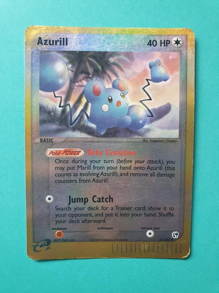 Azurill 31/100 reverse holo pokemon kaart, Ophalen of Verzenden, Gebruikt