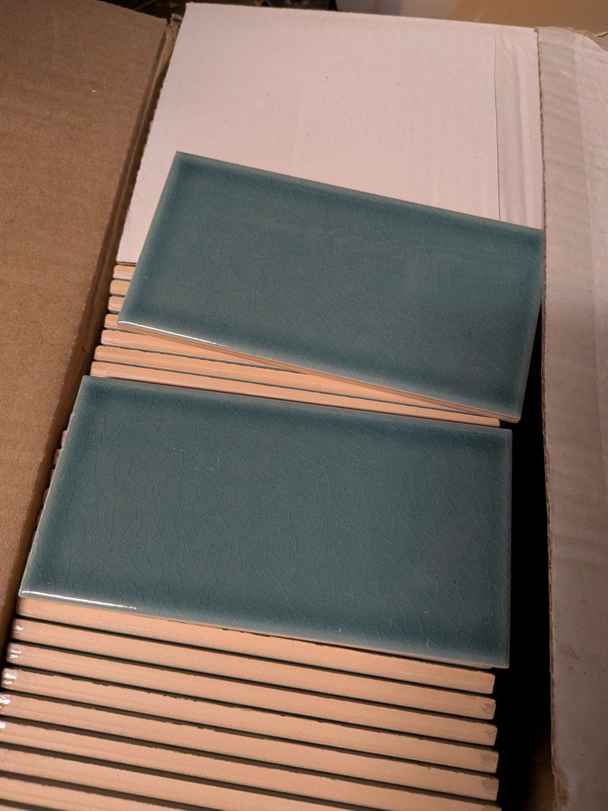 Turquoise Craquelé Muurtegels - 1,68 m², Ophalen, Nieuw, Minder dan 20 cm, Minder dan 20 cm