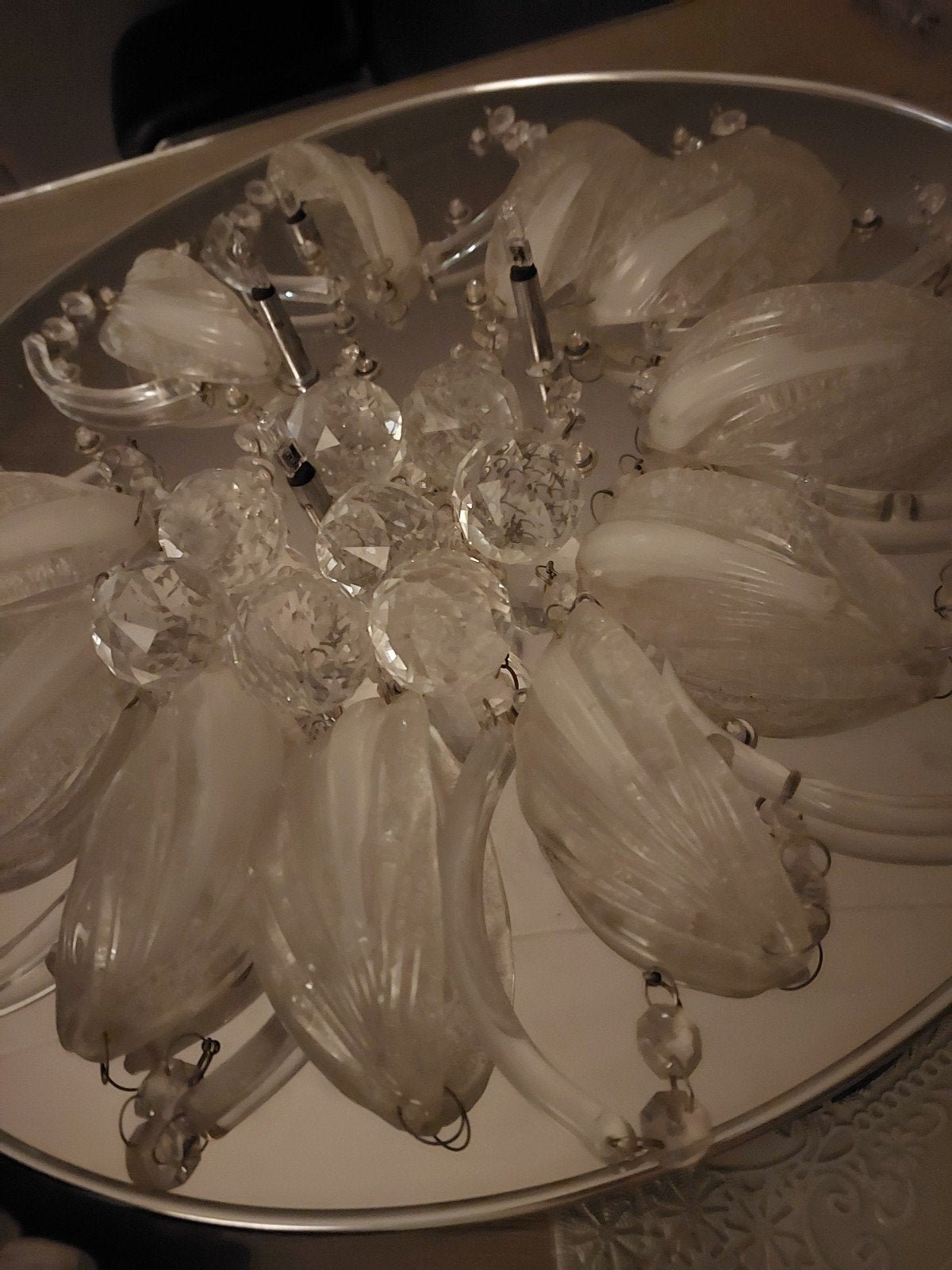 Elegante Plafondlamp met Kristallen, Ophalen of Verzenden, Rond, Plafondlamp