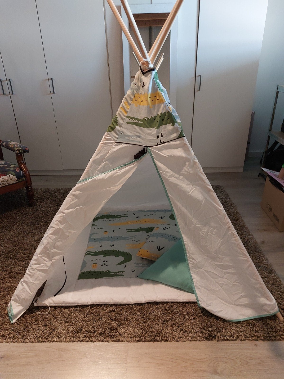 Kinder Tipi Tent met Krokodillenprint en Kussen, Ophalen of Verzenden, Zo goed als nieuw, Jongen of Meisje