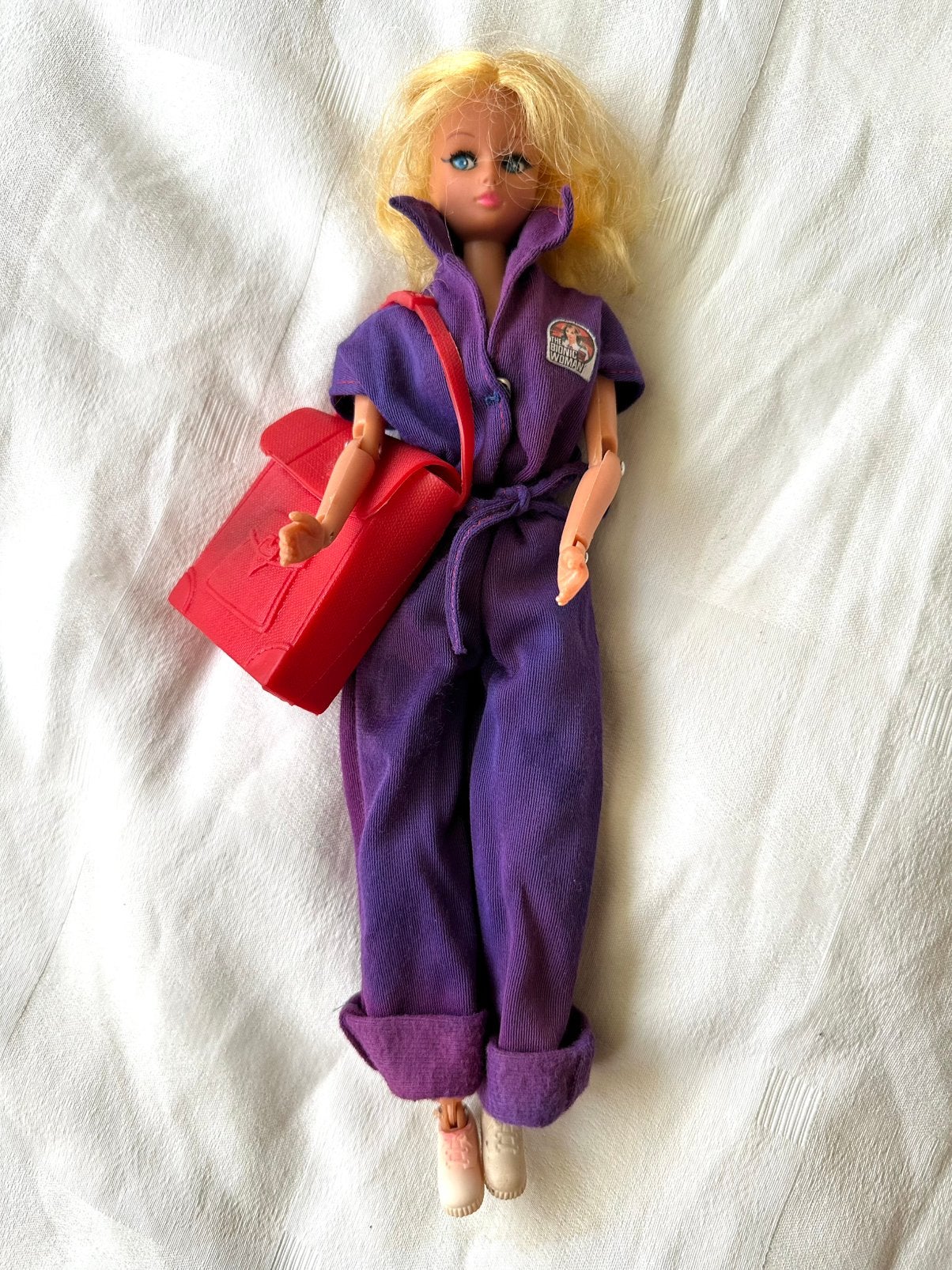 Bionic Woman Pop (look-alike) met originele tas en kleding, Verzenden, Gebruikt, Pop