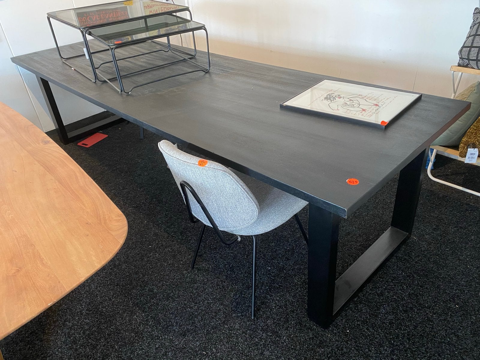 Zwarte mangohouten tafel 300x100 cm - Nieuw (B-keuze), Huis en Inrichting, Tafels | Eettafels, Ophalen, 100 tot 150 cm, Vijf personen of meer