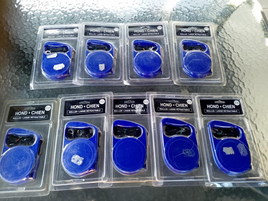 PARTIJ 9 stuks nieuwe blauw honden rol lijn 3 meter, Ophalen, Nieuw