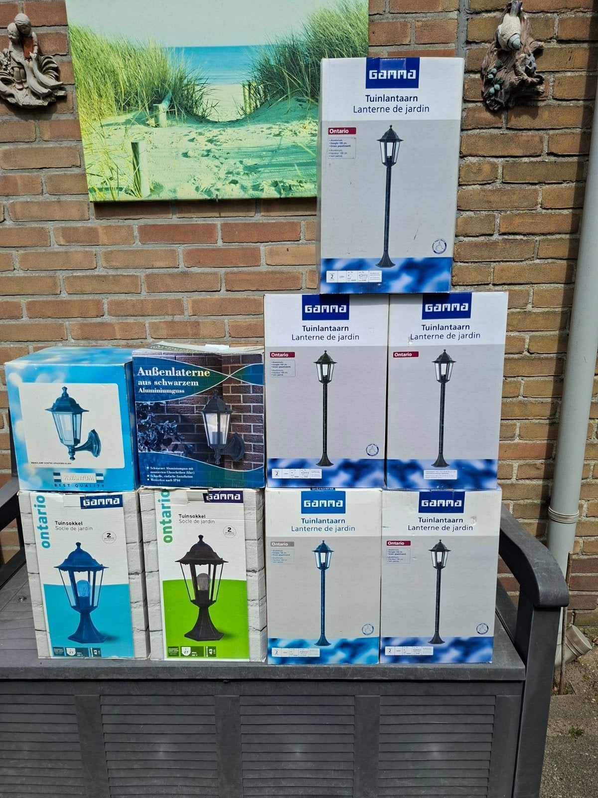 9x Aluminium Tuinlampen Nieuw in Doos - Gamma Ontario, Tuin en Terras, Ophalen, Nieuw, Aluminium, Staande lamp