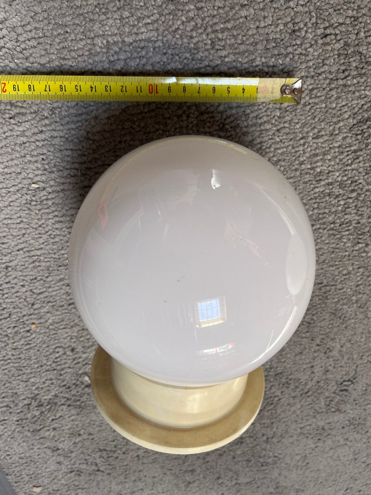 Vintage bolvormige plafondlamp/wandlamp, wit glas, Ophalen, Wit, Gebruikt, Glas