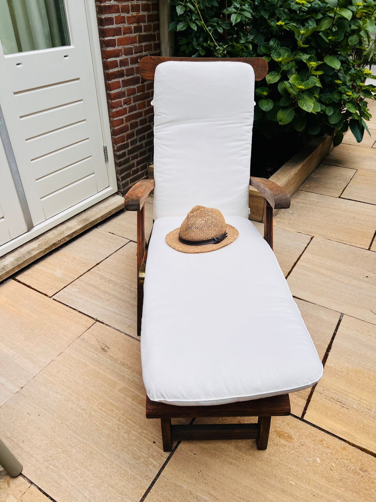 Klassieke teakhouten deck chair, Ophalen, Gebruikt, Teakhout, Verstelbaar