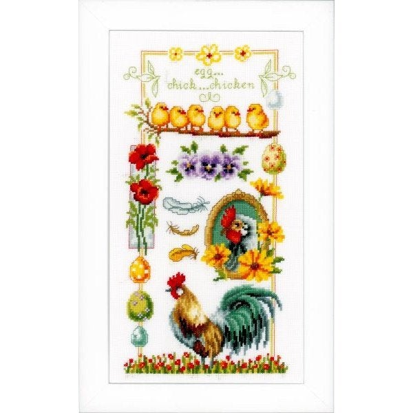 Borduurpakket Met de kippen op stok pn0150962, ., Nieuw, Ophalen of Verzenden, .
