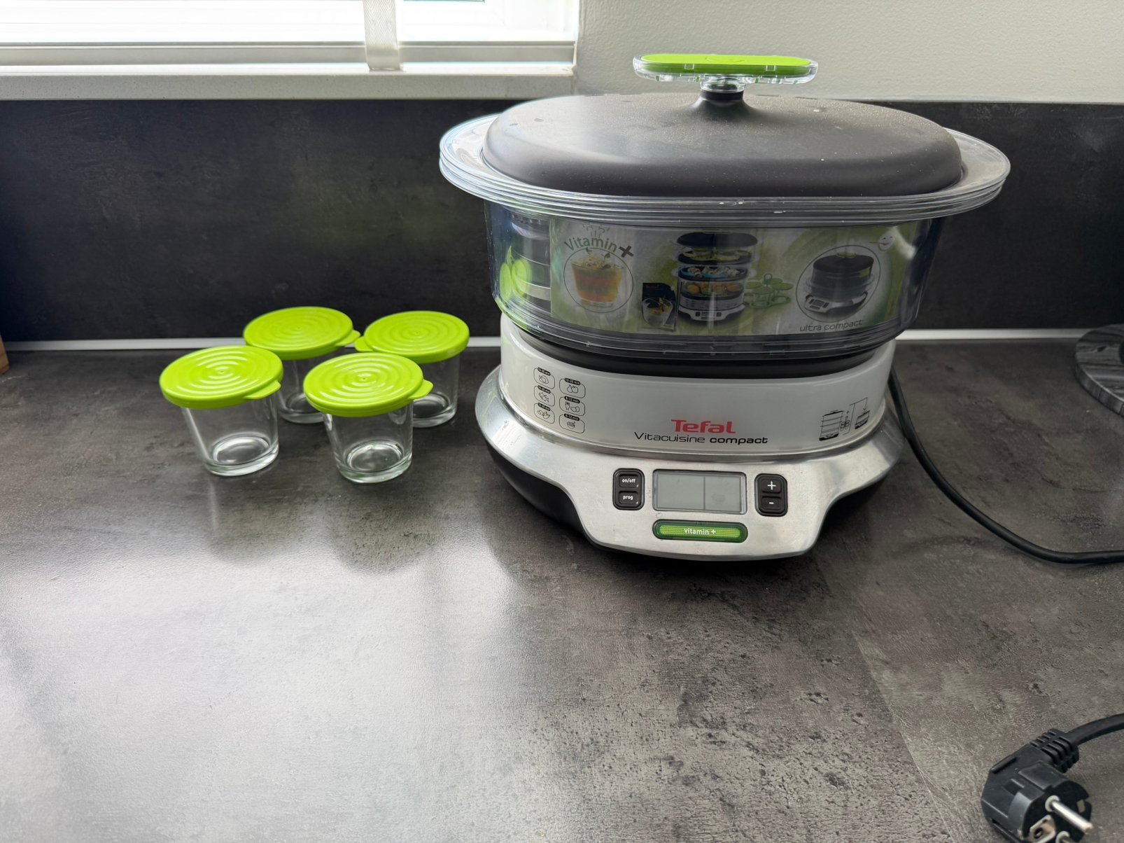 Tefal Vitacuisine Compact Stoomkoker + bewaarpotjes, Ophalen, Zo goed als nieuw