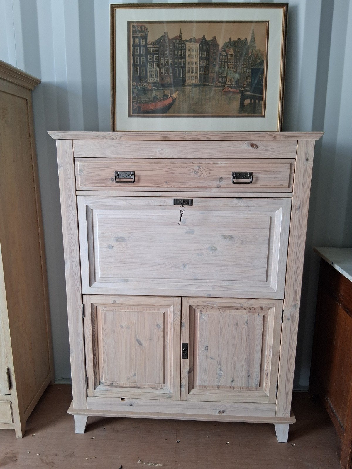 Landelijke Secretaire Kast - Cottage Stijl Grenenhout, Ophalen of Verzenden, Gebruikt, Landelijke cottage- of landhuisstijl