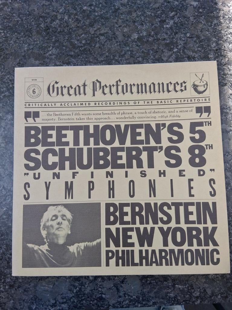 Beethoven's 5e & Schubert's 8e Symfonie - Bernstein LP, Gebruikt, Ophalen of Verzenden, Romantiek, 12 inch