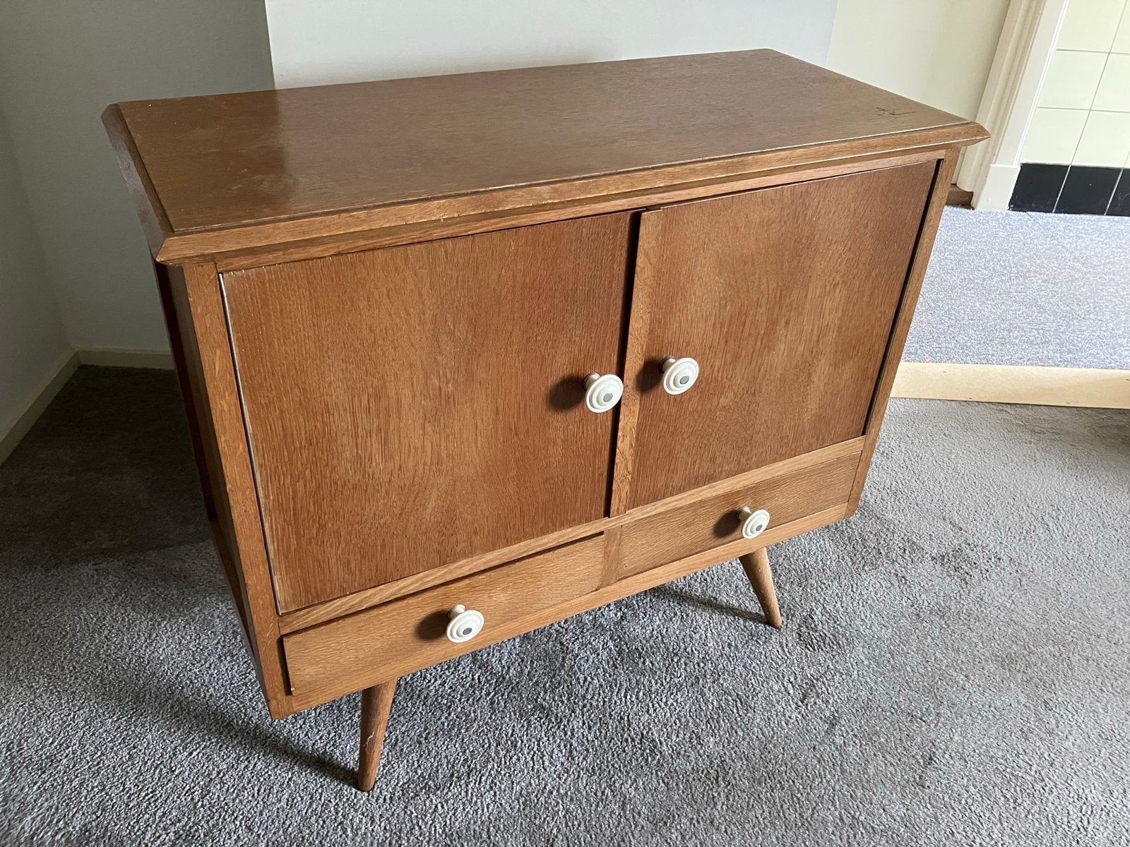 Retro kastje tv meubel opbergmeubel 50 60 70 er jaren, Gebruikt, Minder dan 100 cm, 25 tot 50 cm, Overige houtsoorten