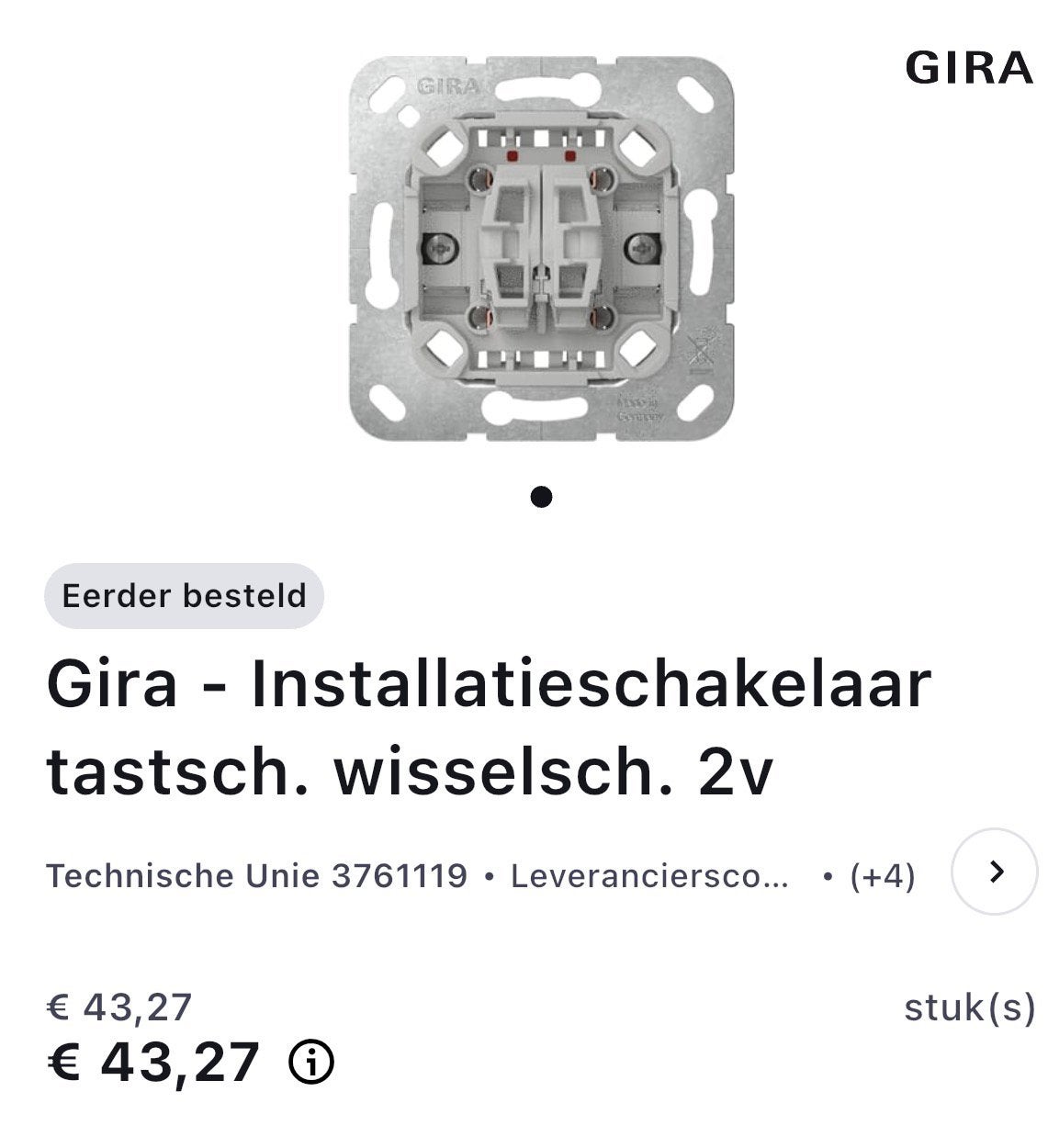 3 stuks GIRA Basiselement tastschakelaar 2-voudig, Ophalen, Nieuw