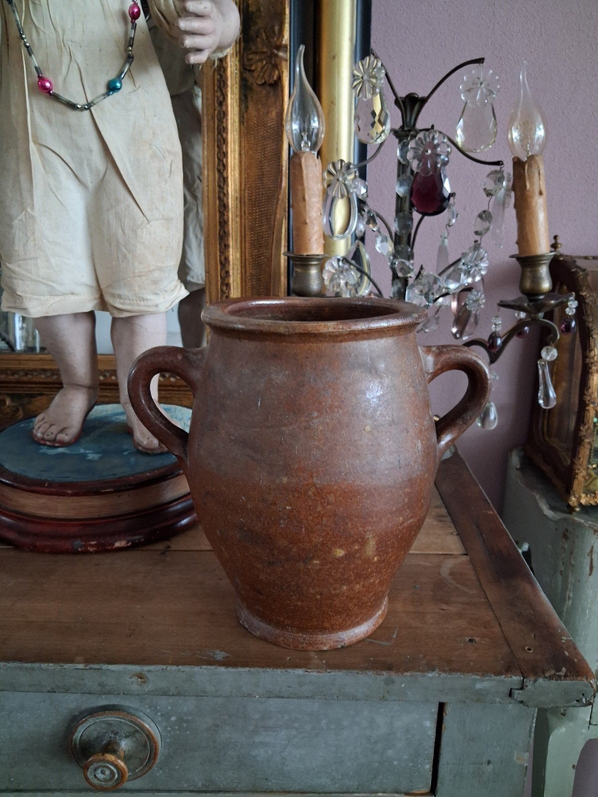 ANTIEK OUD   .....  FRANSE  ...  AARDEWERK  ... POT, Ophalen of Verzenden