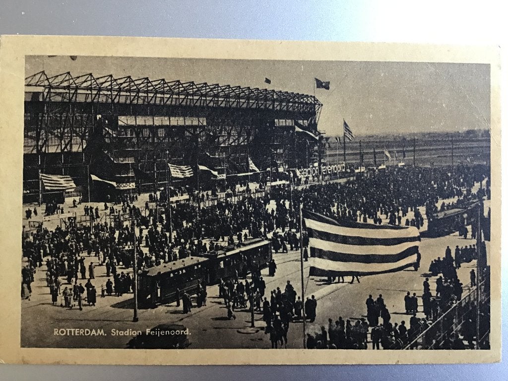 Zeldzame ansichtkaart Stadion Feijenoord Rotterdam (1937), Ophalen of Verzenden, 1920 tot 1940, Gelopen, Zuid-Holland