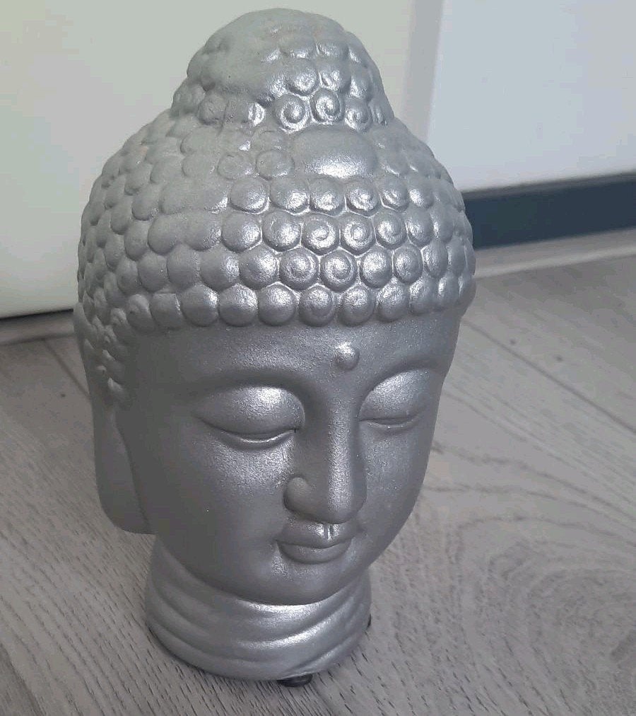 Zilverkleurige Boeddha Hoofd Decoratie, Ophalen, Nieuw, Zilver