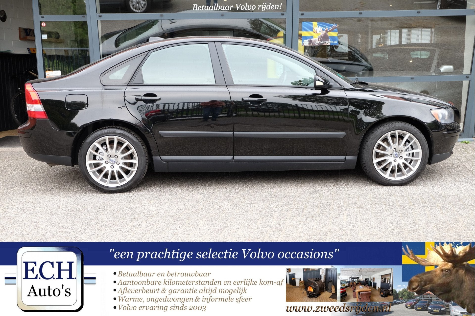 Volvo S40 2.4 140 pk, Trekhaak, 17 inch (bj 2005), Auto's, Voorwielaandrijving, Stof, Gebruikt, Zwart